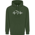 Pulse Archery Archer Funny ECG Mens 80% Cotton Hoodie Forest Green