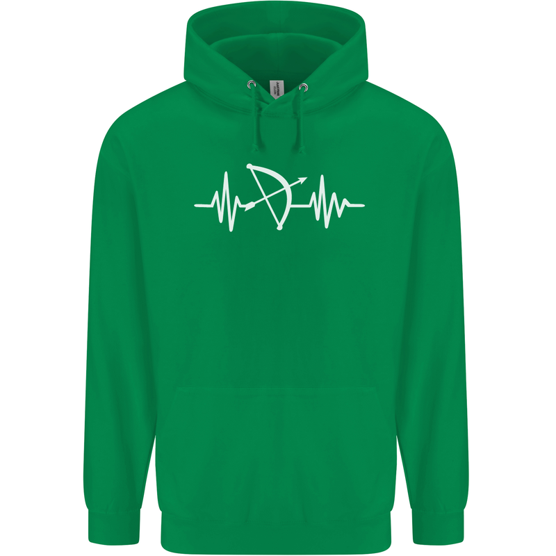 Pulse Archery Archer Funny ECG Mens 80% Cotton Hoodie Irish Green