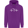 Pulse Archery Archer Funny ECG Mens 80% Cotton Hoodie Purple