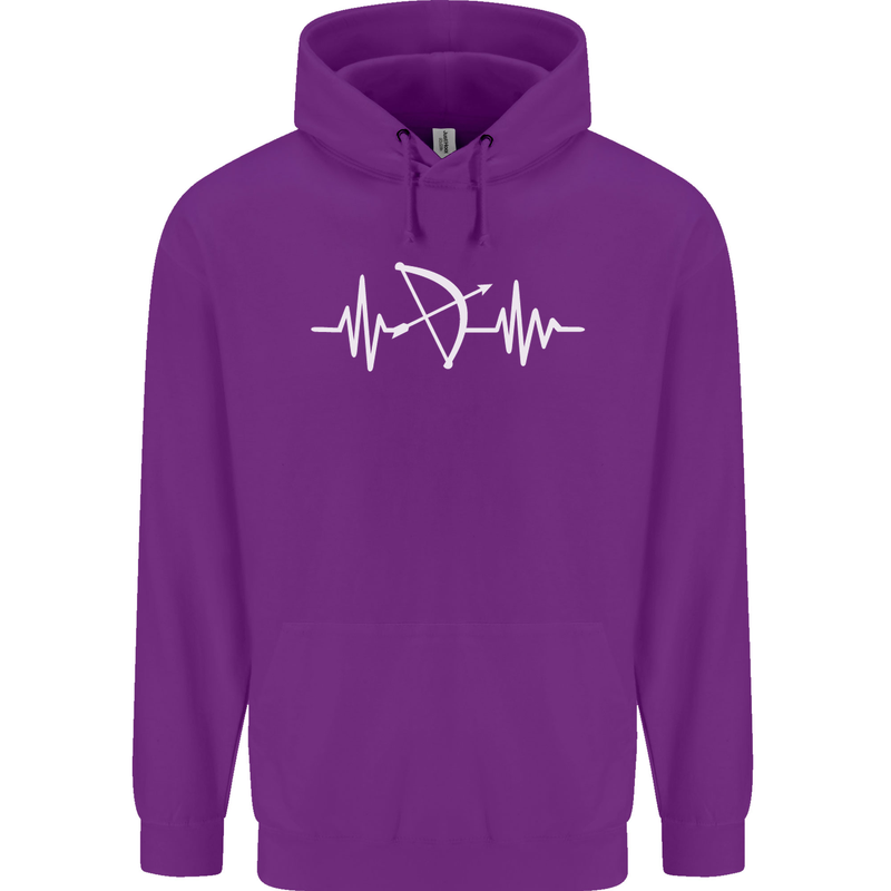 Pulse Archery Archer Funny ECG Mens 80% Cotton Hoodie Purple