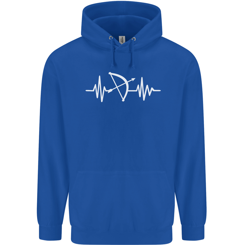 Pulse Archery Archer Funny ECG Mens 80% Cotton Hoodie Royal Blue