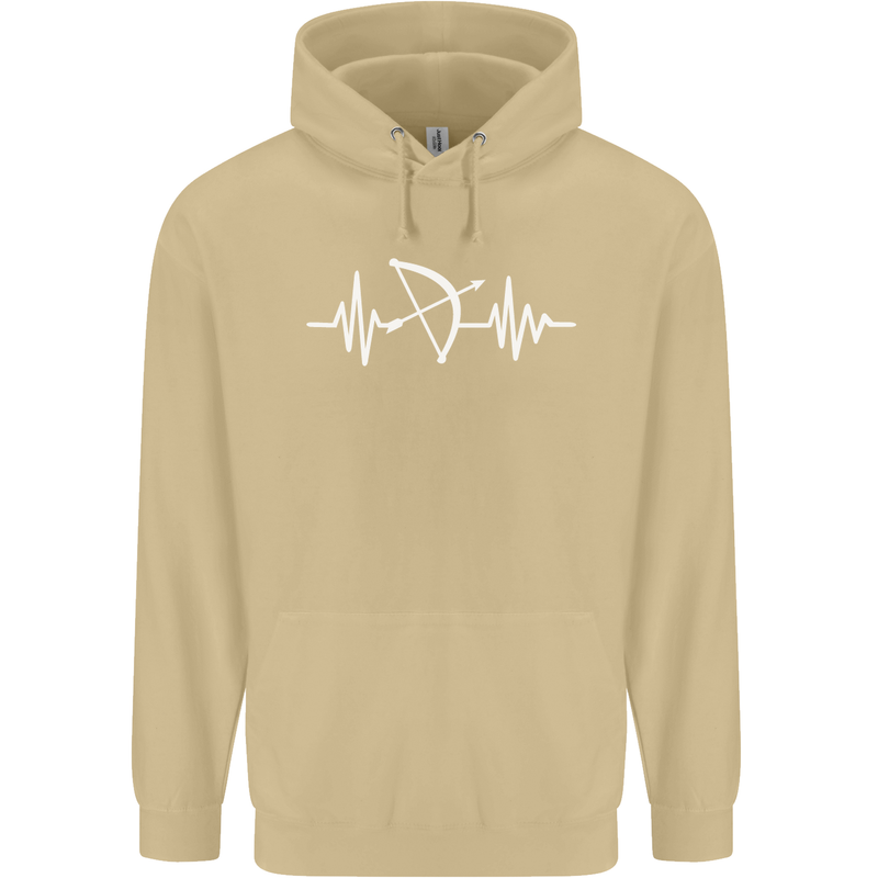 Pulse Archery Archer Funny ECG Mens 80% Cotton Hoodie Sand