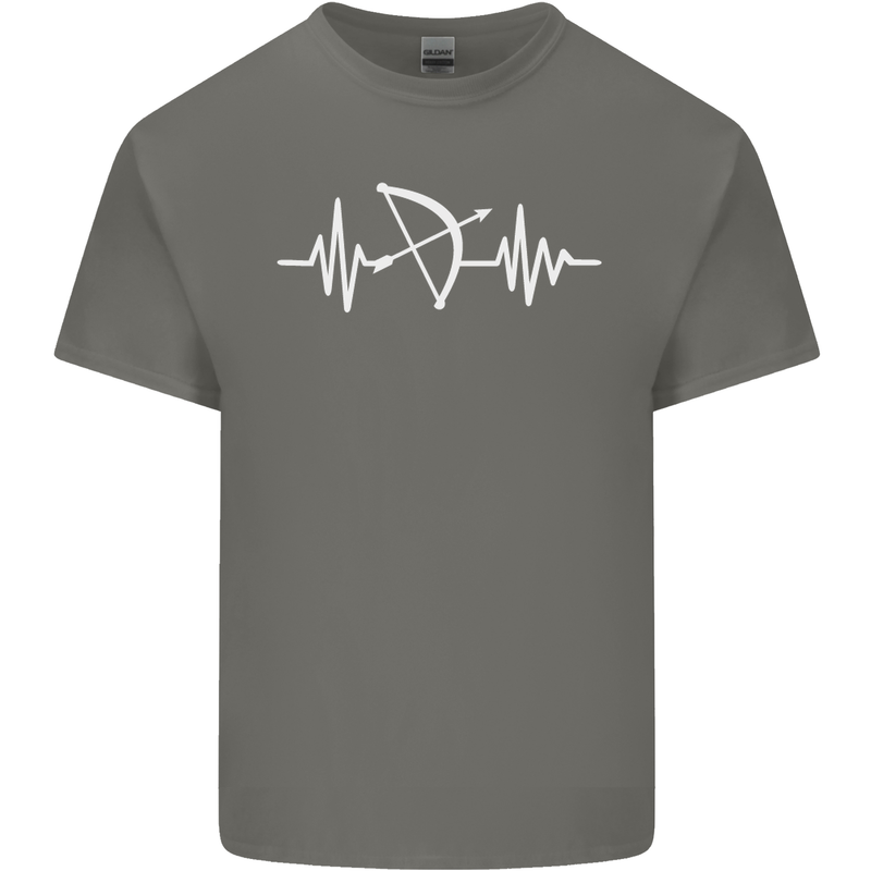 Pulse Archery Archer Funny ECG Mens Cotton T-Shirt Tee Top Charcoal