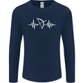 Pulse Archery Archer Funny ECG Mens Long Sleeve T-Shirt Navy Blue