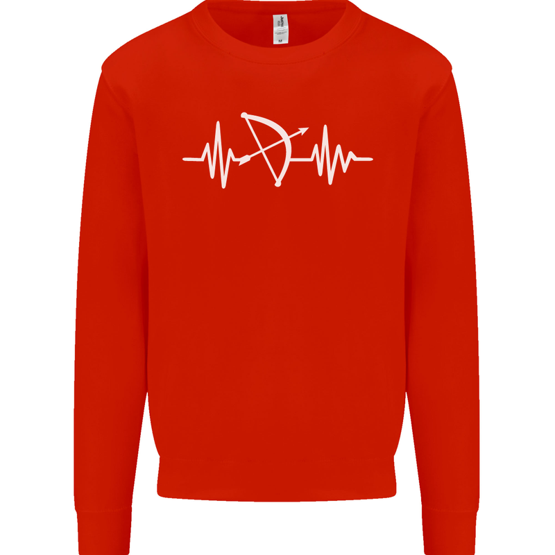 Pulse Archery Archer Funny ECG Mens Sweatshirt Jumper Bright Red