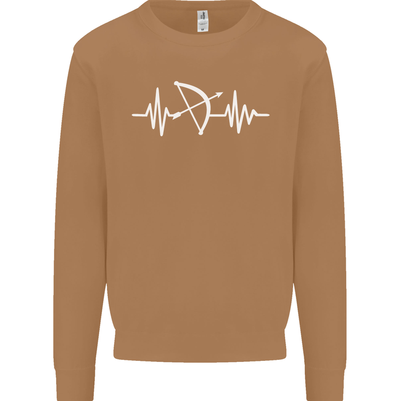 Pulse Archery Archer Funny ECG Mens Sweatshirt Jumper Caramel Latte
