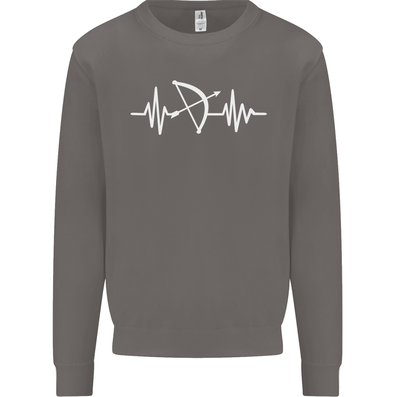 Pulse Archery Archer Funny ECG Mens Sweatshirt Jumper Charcoal