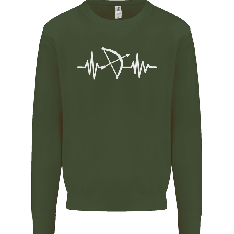 Pulse Archery Archer Funny ECG Mens Sweatshirt Jumper Forest Green