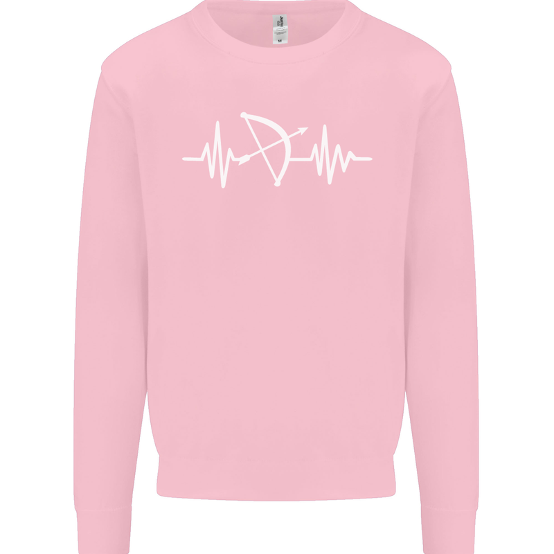 Pulse Archery Archer Funny ECG Mens Sweatshirt Jumper Light Pink
