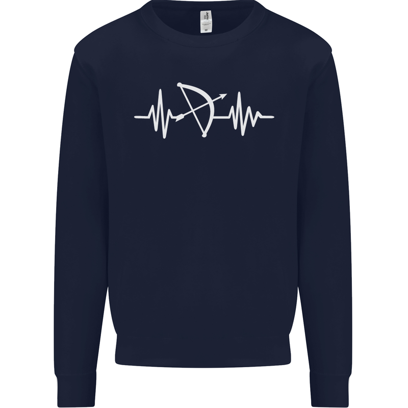 Pulse Archery Archer Funny ECG Mens Sweatshirt Jumper Navy Blue