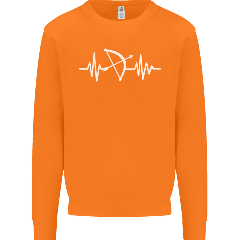 Pulse Archery Archer Funny ECG Mens Sweatshirt Jumper Orange