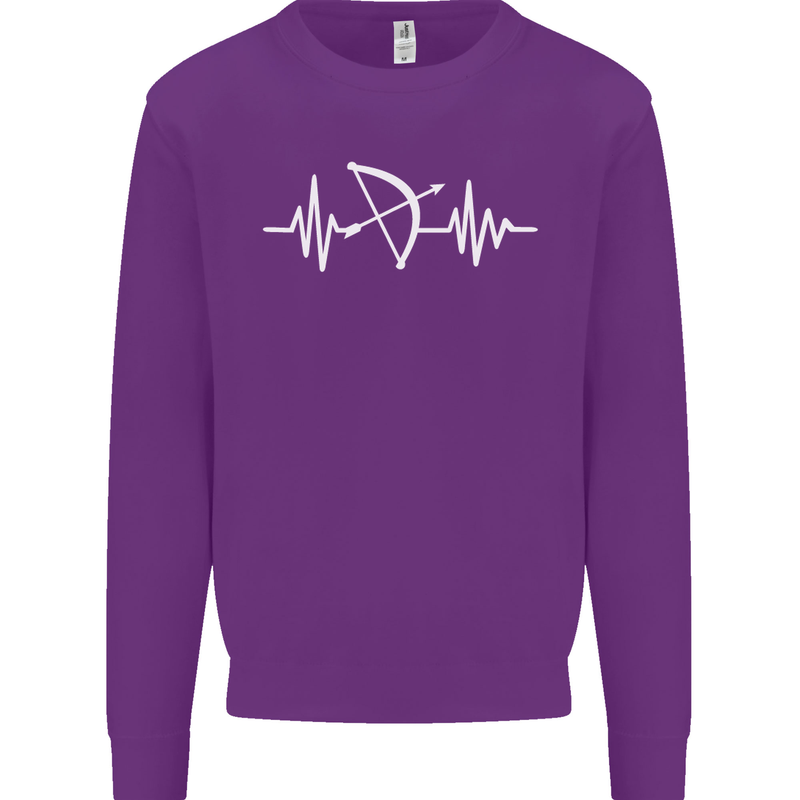 Pulse Archery Archer Funny ECG Mens Sweatshirt Jumper Purple
