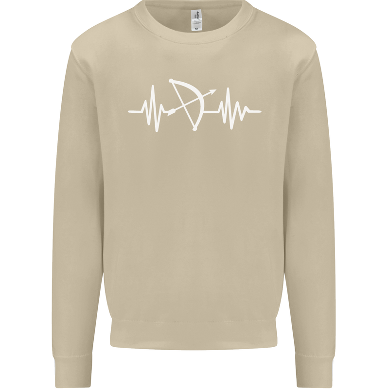 Pulse Archery Archer Funny ECG Mens Sweatshirt Jumper Sand