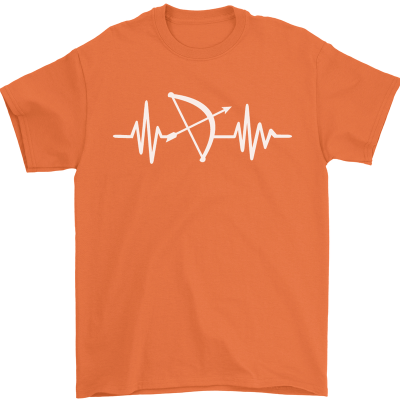Pulse Archery Archer Funny ECG Mens T-Shirt Cotton Gildan Orange