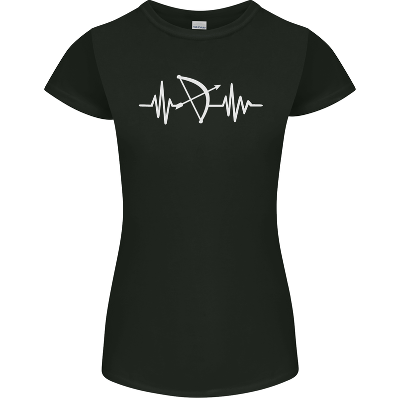 Pulse Archery Archer Funny ECG Womens Petite Cut T-Shirt Black