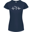 Pulse Archery Archer Funny ECG Womens Petite Cut T-Shirt Navy Blue