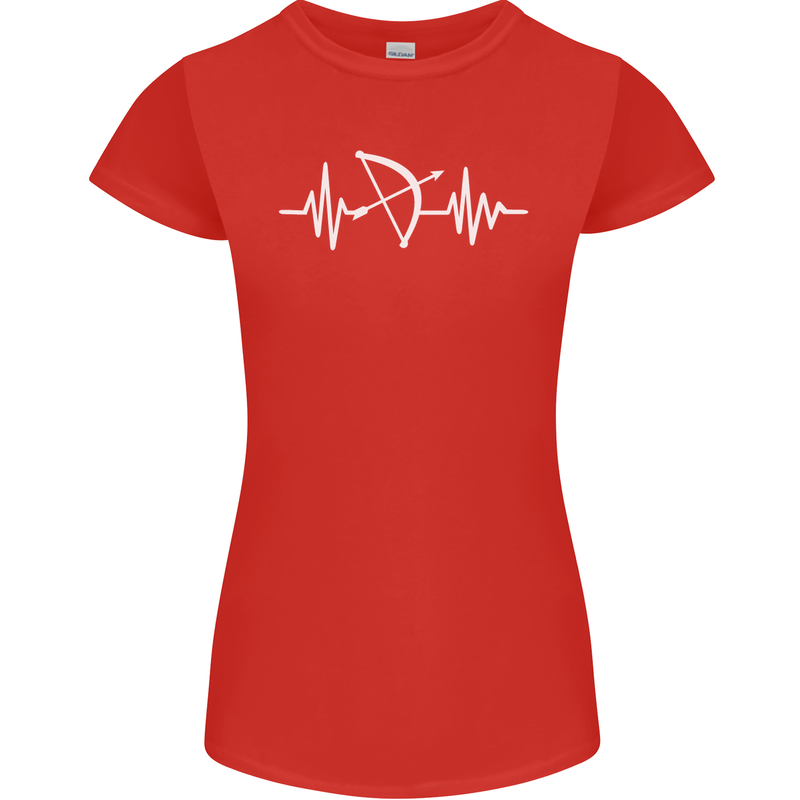 Pulse Archery Archer Funny ECG Womens Petite Cut T-Shirt Red