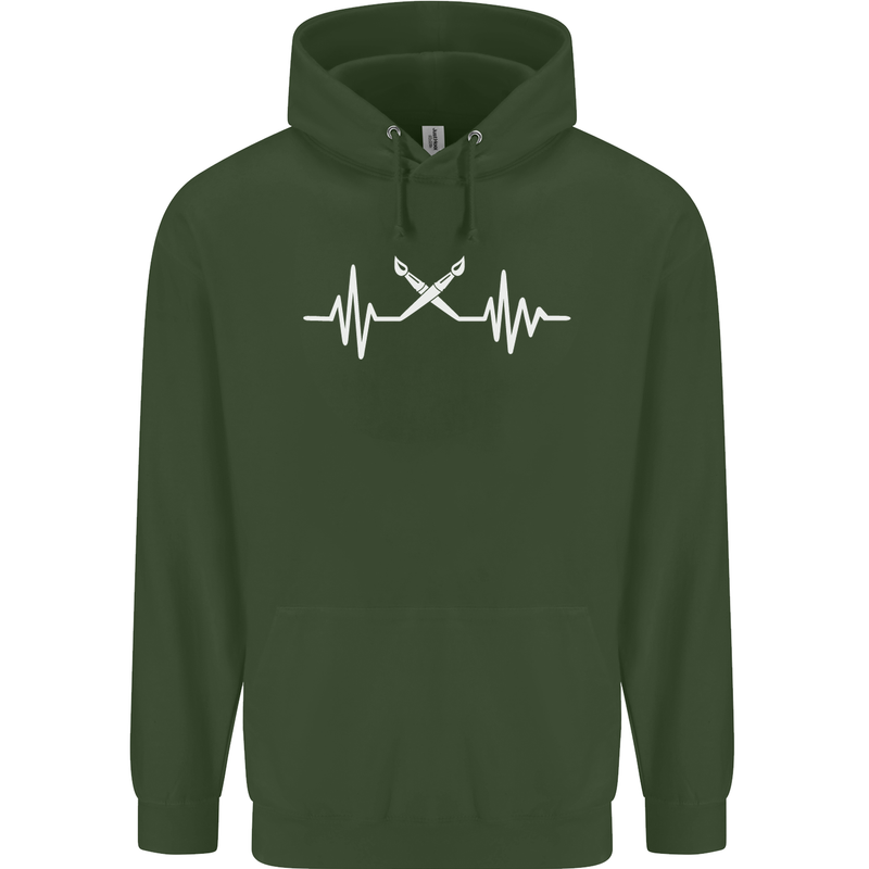 Pulse Artist Art Teacher Fine ECG Childrens Kids Hoodie Forest Green