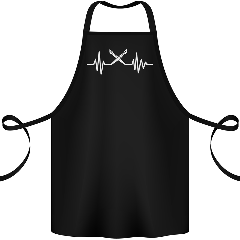 Pulse Artist Art Teacher Fine ECG Cotton Apron 100% Organic Black