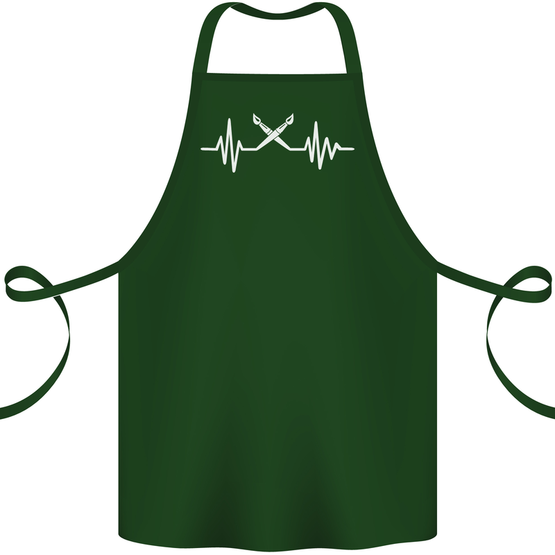 Pulse Artist Art Teacher Fine ECG Cotton Apron 100% Organic Forest Green
