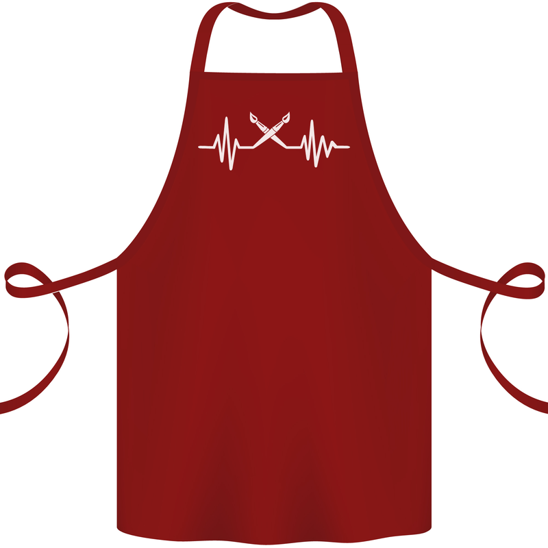 Pulse Artist Art Teacher Fine ECG Cotton Apron 100% Organic Maroon