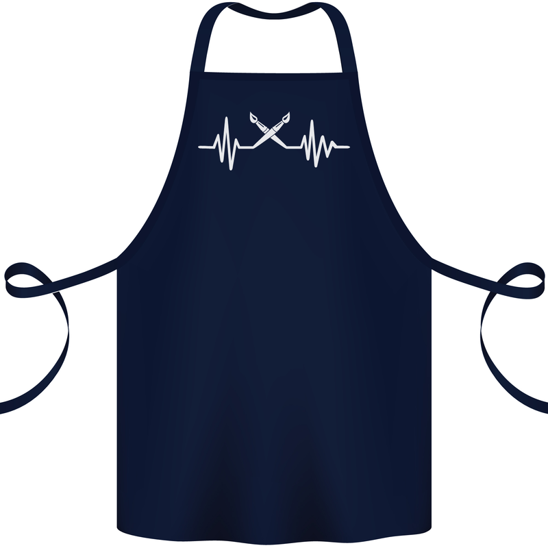 Pulse Artist Art Teacher Fine ECG Cotton Apron 100% Organic Navy Blue