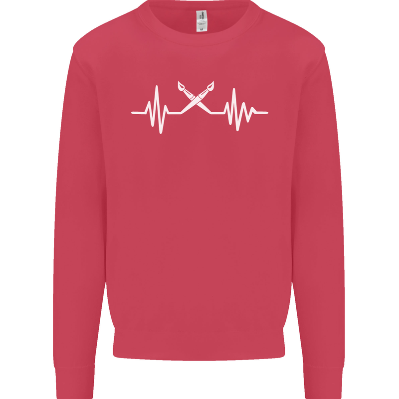 Pulse Artist Art Teacher Fine ECG Kids Sweatshirt Jumper Heliconia