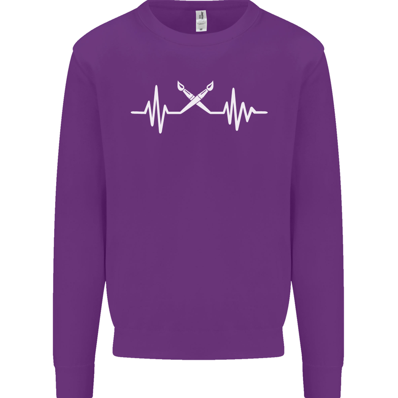 Pulse Artist Art Teacher Fine ECG Kids Sweatshirt Jumper Purple