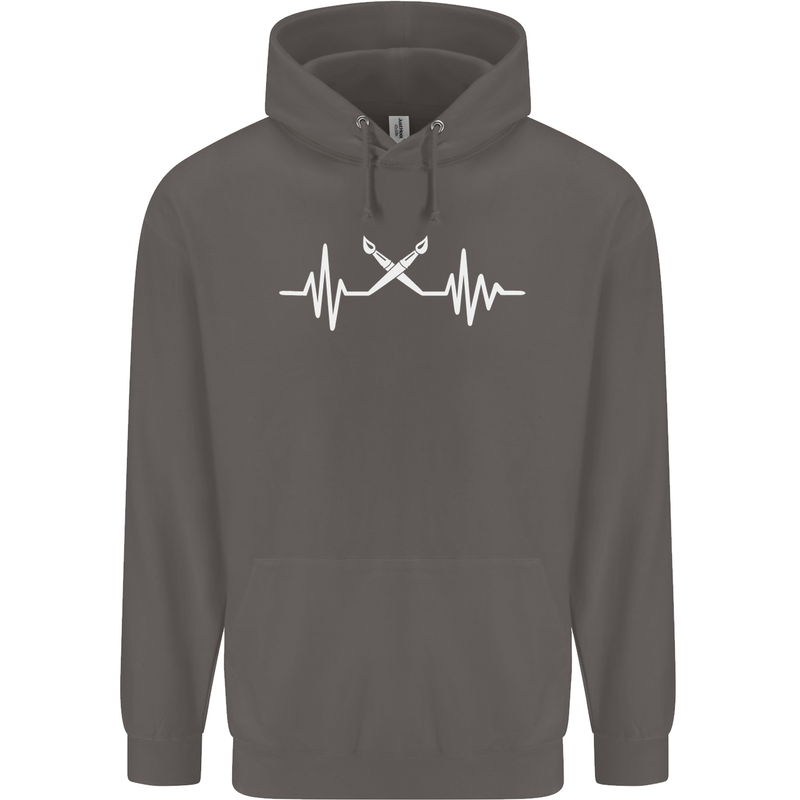 Pulse Artist Art Teacher Fine ECG Mens 80% Cotton Hoodie Charcoal