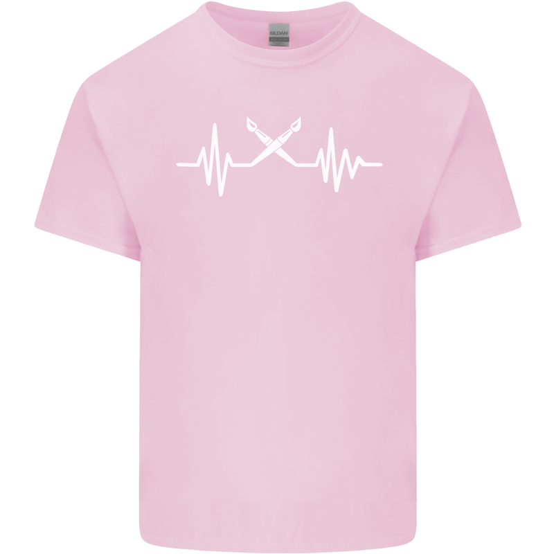 Pulse Artist Art Teacher Fine ECG Mens Cotton T-Shirt Tee Top Light Pink