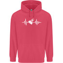 Pulse Badminton Player Funny ECG Childrens Kids Hoodie Heliconia