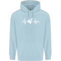 Pulse Badminton Player Funny ECG Childrens Kids Hoodie Light Blue