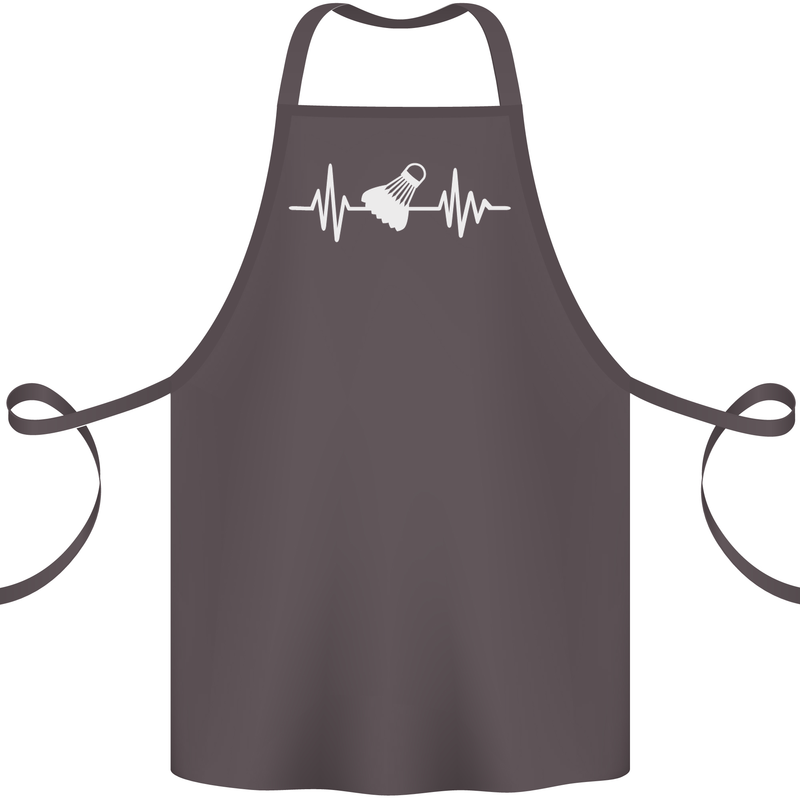 Pulse Badminton Player Funny ECG Cotton Apron 100% Organic Dark Grey