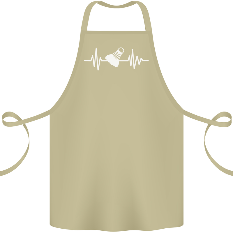 Pulse Badminton Player Funny ECG Cotton Apron 100% Organic Khaki