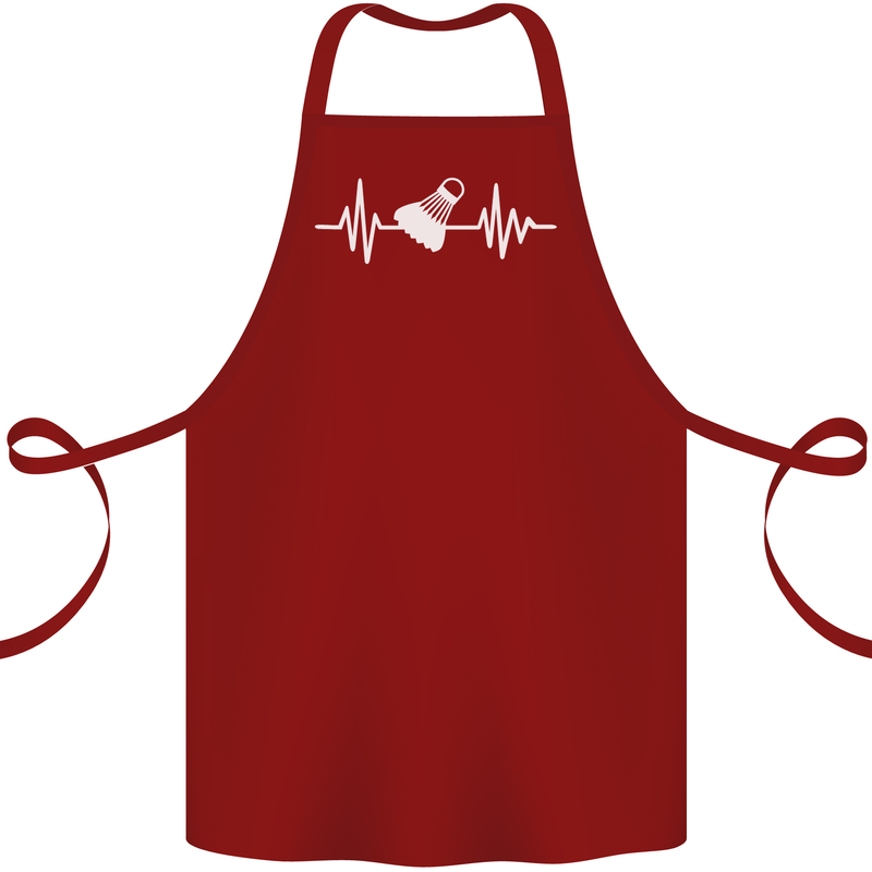 Pulse Badminton Player Funny ECG Cotton Apron 100% Organic Maroon