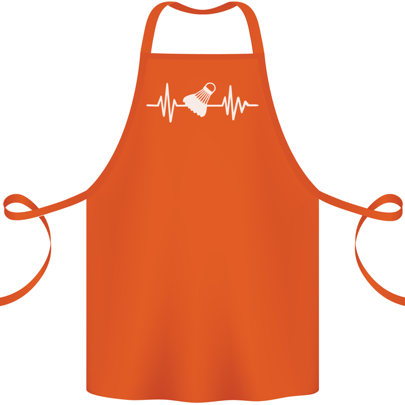 Pulse Badminton Player Funny ECG Cotton Apron 100% Organic Orange