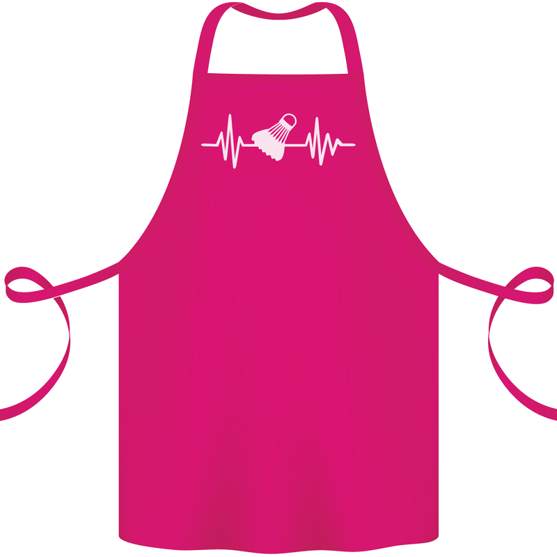 Pulse Badminton Player Funny ECG Cotton Apron 100% Organic Pink