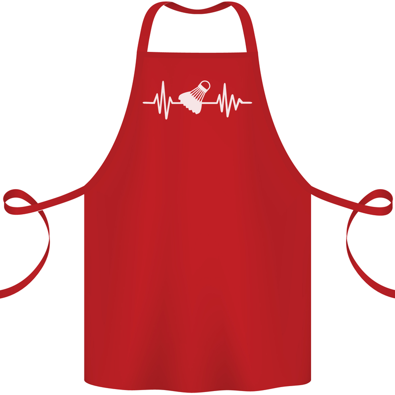 Pulse Badminton Player Funny ECG Cotton Apron 100% Organic Red