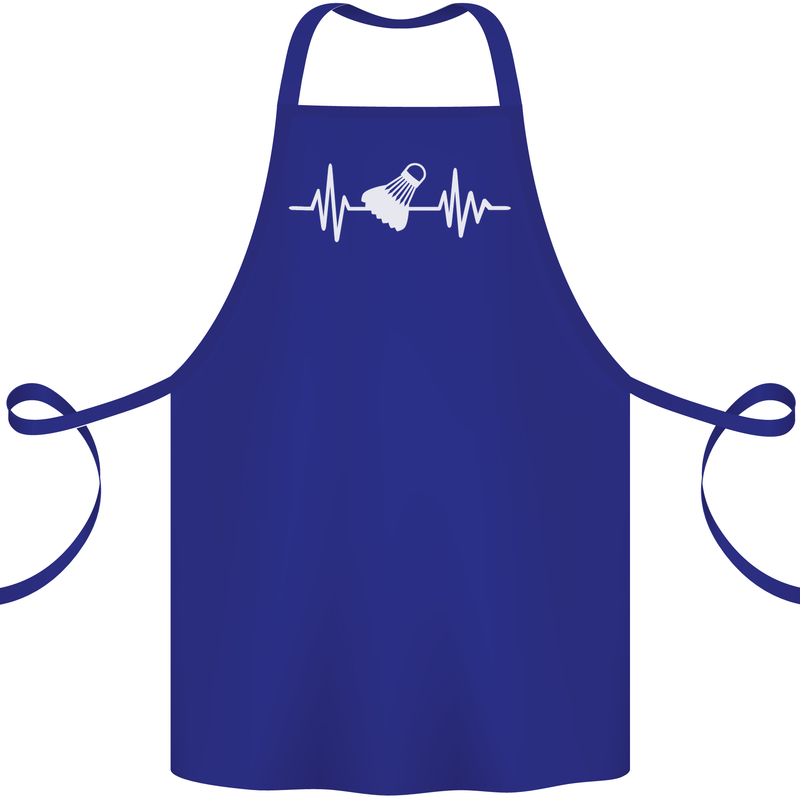 Pulse Badminton Player Funny ECG Cotton Apron 100% Organic Royal Blue