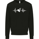 Pulse Badminton Player Funny ECG Kids Sweatshirt Jumper Black