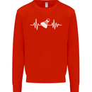 Pulse Badminton Player Funny ECG Kids Sweatshirt Jumper Bright Red