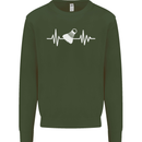 Pulse Badminton Player Funny ECG Kids Sweatshirt Jumper Forest Green
