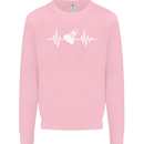 Pulse Badminton Player Funny ECG Kids Sweatshirt Jumper Light Pink