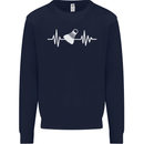 Pulse Badminton Player Funny ECG Kids Sweatshirt Jumper Navy Blue