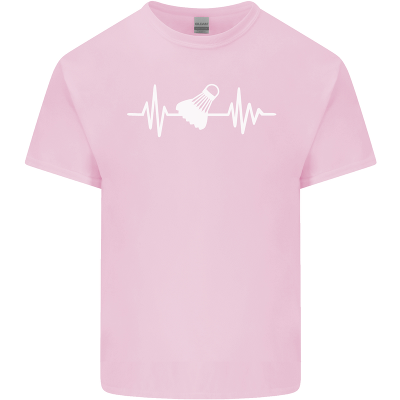 Pulse Badminton Player Funny ECG Kids T-Shirt Childrens Light Pink