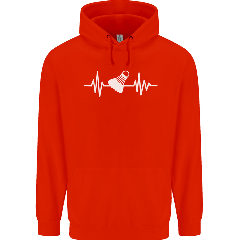 Pulse Badminton Player Funny ECG Mens 80% Cotton Hoodie Bright Red