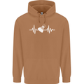 Pulse Badminton Player Funny ECG Mens 80% Cotton Hoodie Caramel Latte