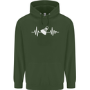 Pulse Badminton Player Funny ECG Mens 80% Cotton Hoodie Forest Green