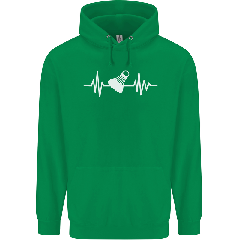 Pulse Badminton Player Funny ECG Mens 80% Cotton Hoodie Irish Green