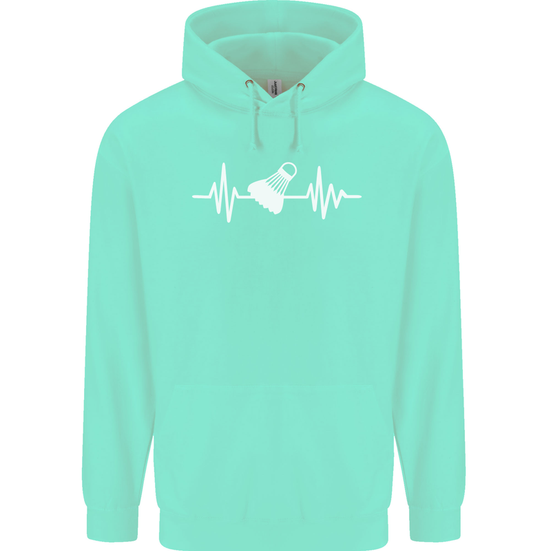 Pulse Badminton Player Funny ECG Mens 80% Cotton Hoodie Peppermint